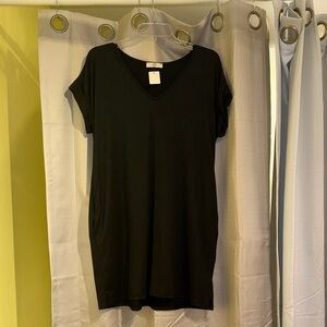 Black V-Neck Women's T-shirt dress